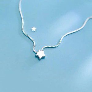 NEW 925 Sterling Silver Simple Star Necklace